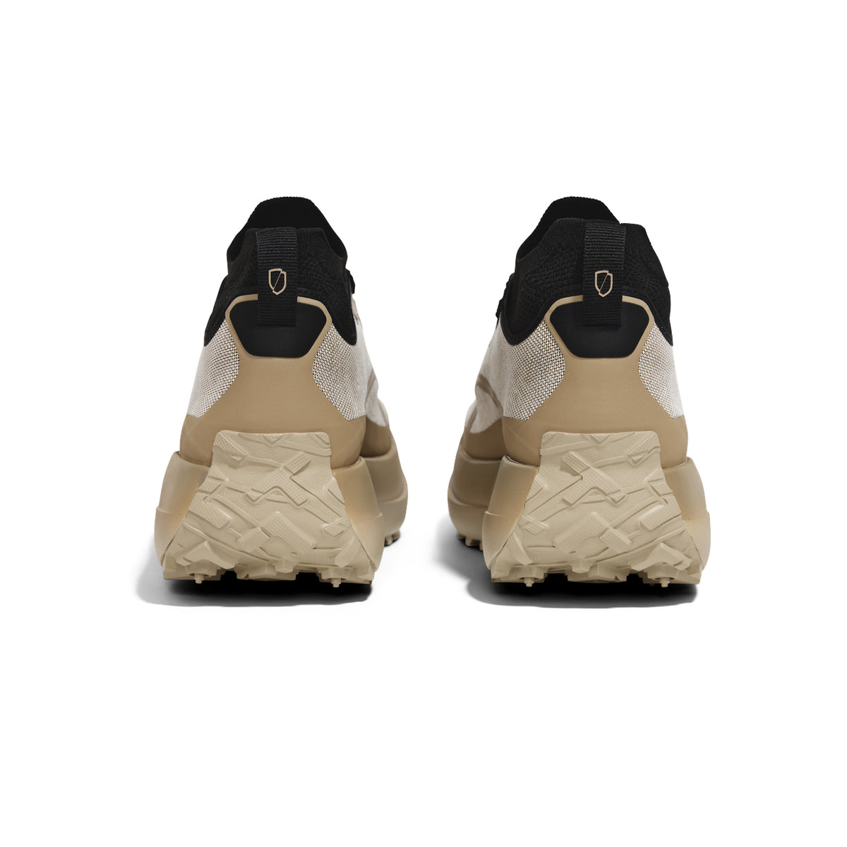 Women's norda 055 Trail Running Shoes Strato heel view showing pure Arnitel TPEE midsole with seamless knit collar and 360-degree reflective detailing for ultra-distance mountain racing