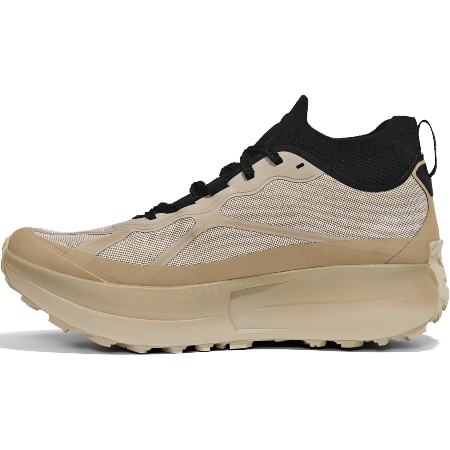 Women's norda 055 Trail Running Shoes Strato inner side view showing norda Fit Lock System with seamless knit collar and Arnitel TPEE midsole for customisable lockdown during technical trail running