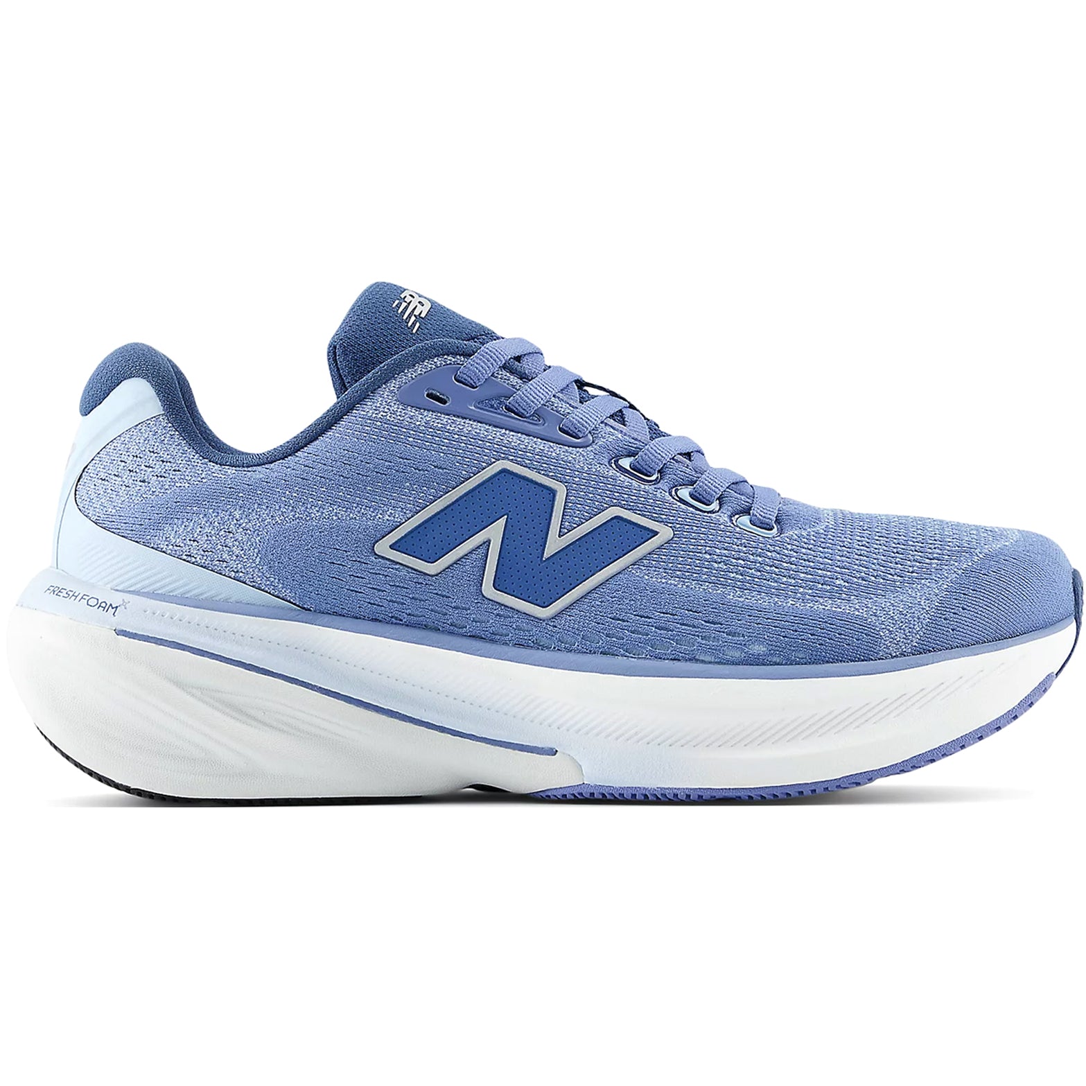 New Balance 860v15 Wide Fit women's running shoe in Fairweather Blue / Silver Metallic — outer view showing fairweather blue engineered mesh upper with silver metallic accent detailing and supportive midsole profile