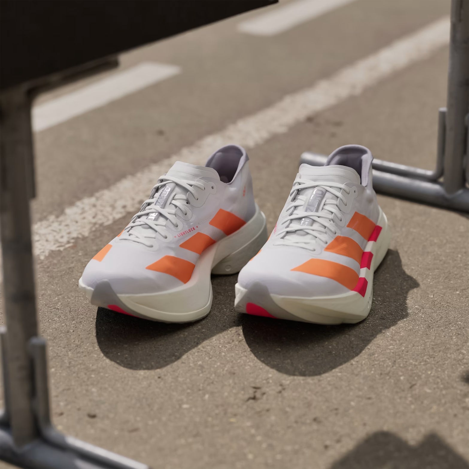 Women's Adizero Adios Pro 4 Running Shoes Cloud White / Beam Orange / Lucid Red - Achilles Heel