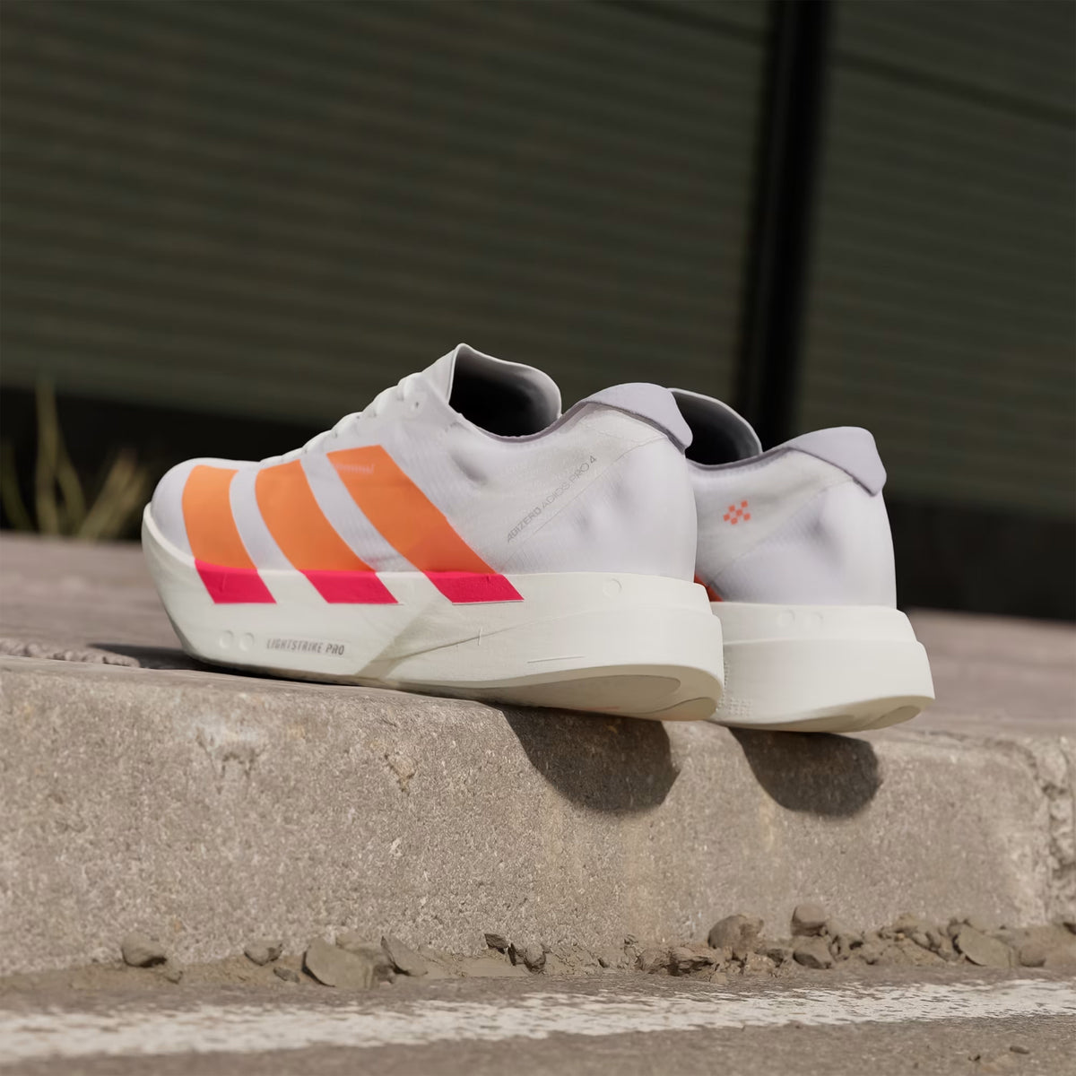 Women's Adizero Adios Pro 4 Running Shoes Cloud White / Beam Orange / Lucid Red - Achilles Heel