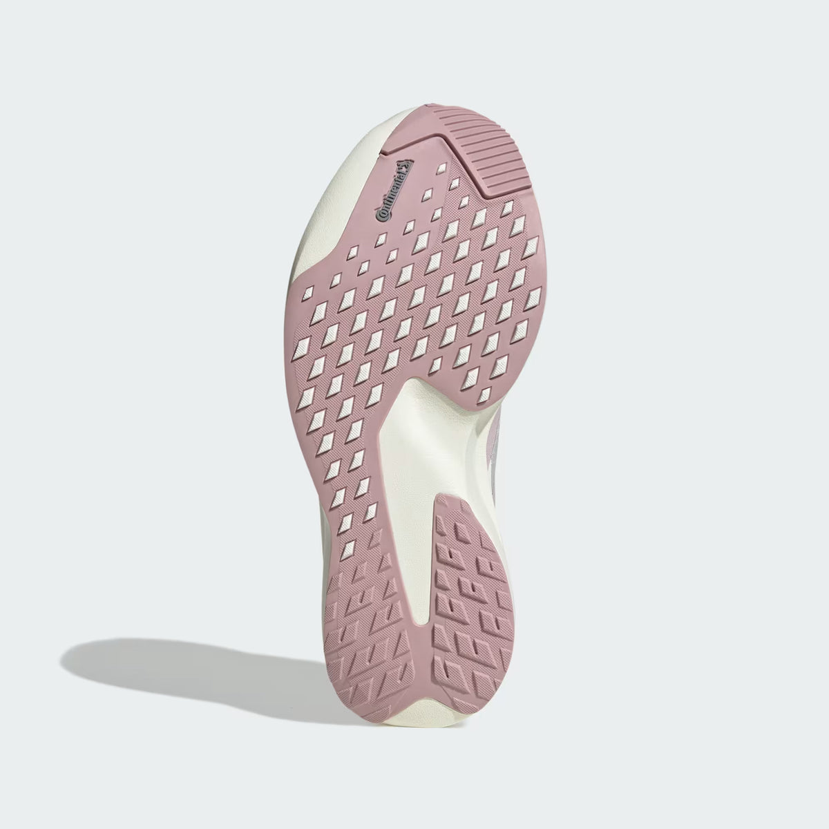 Women's adidas Adizero EVO SL ATR Running Shoes Grey One Ice Purple White Tint sole view displaying Continental rubber outsole with 1.5mm lugs for lightweight traction on mixed terrain and varied weather conditions