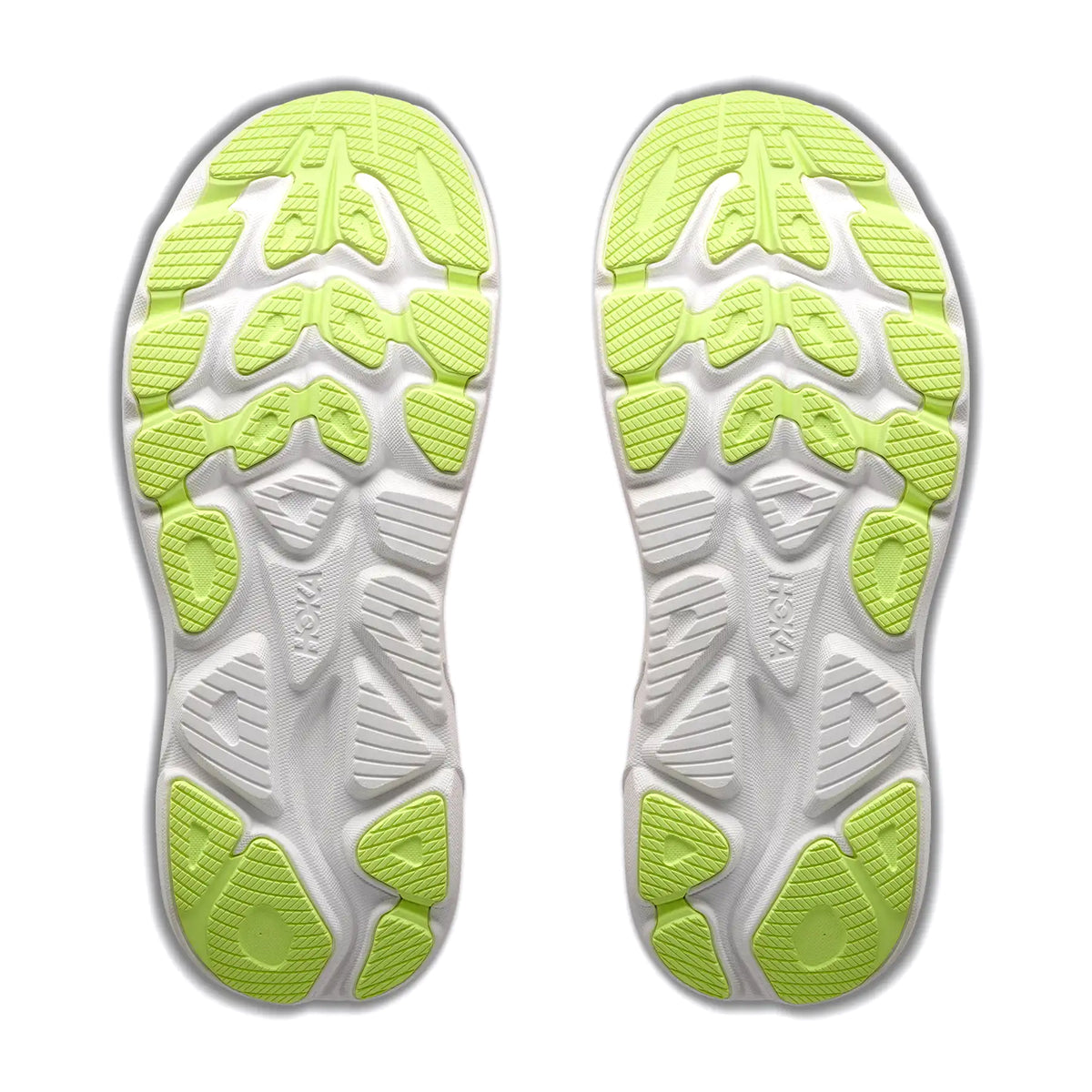 Women's HOKA Clifton 11 Running Shoes Tangerine Glow White sole view displaying durable abrasion rubber outsole with MetaRocker geometry for smooth transitions during daily training