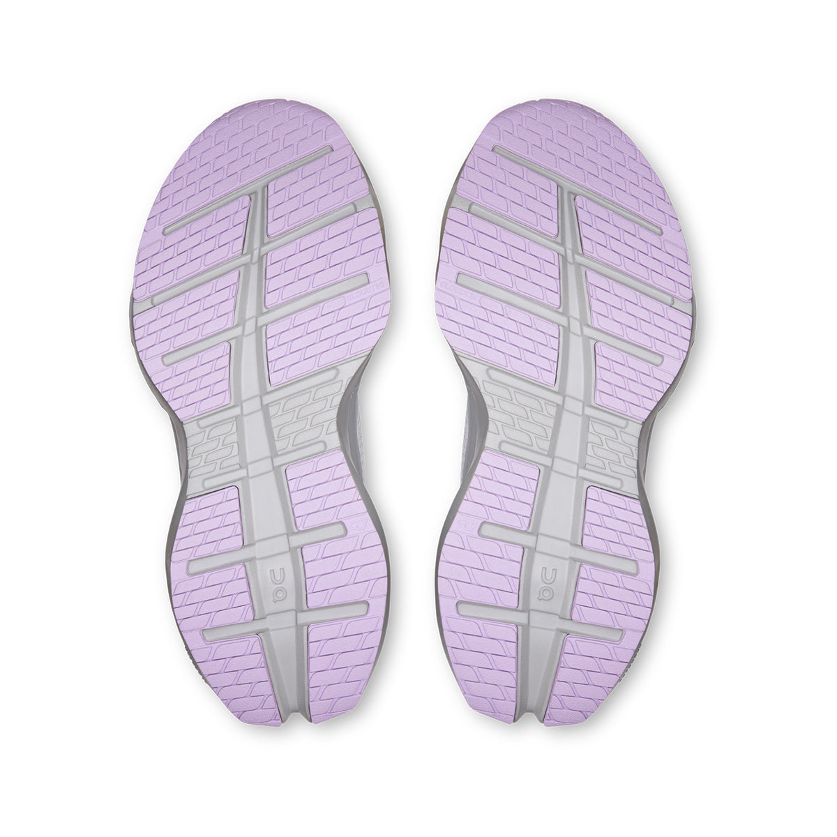 Women's On Cloudrunner 3 Max Running Shoes Frost Verbana sole view displaying enhanced rubber outsole with wide base and stability-engineered CloudTec geometry for traction and lateral support