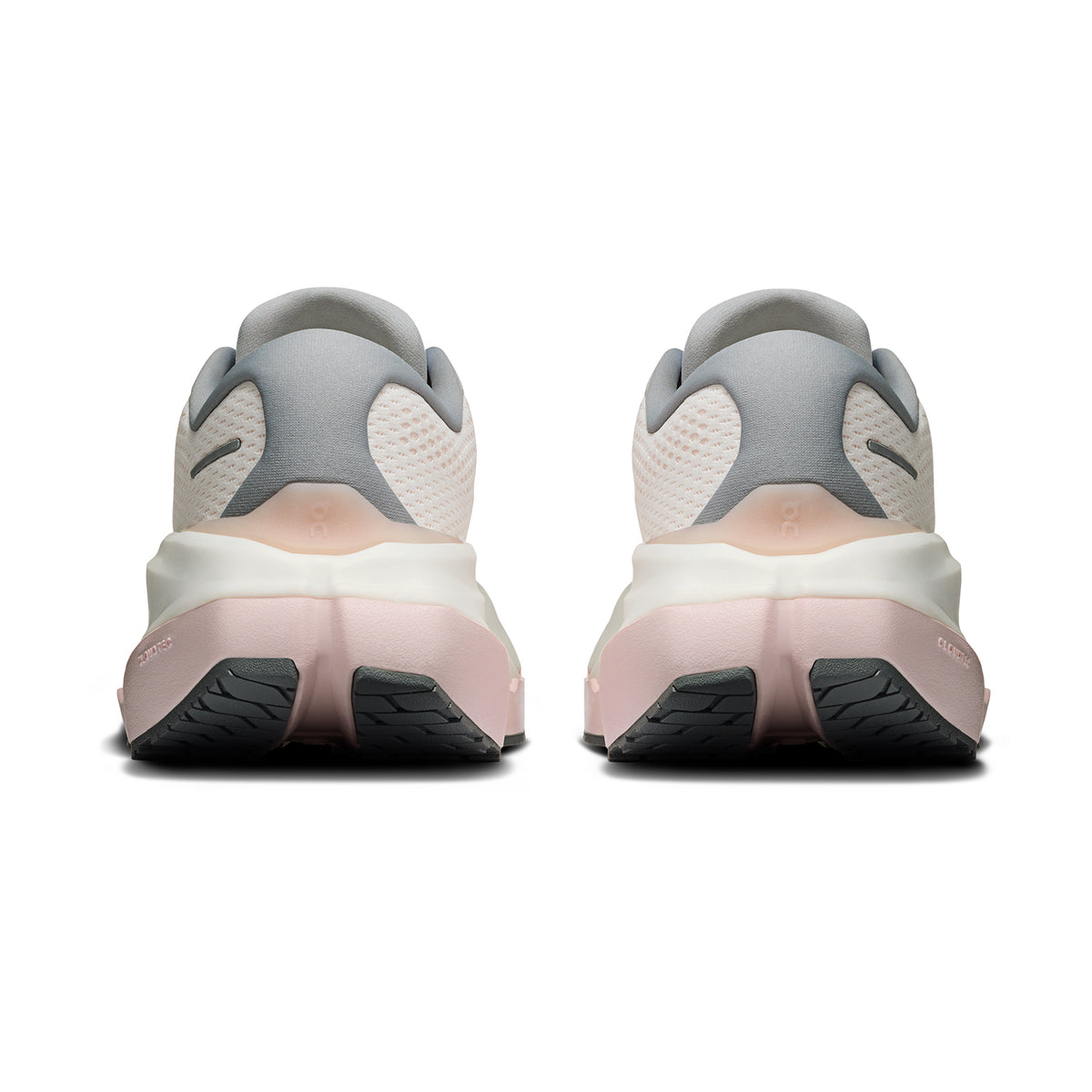 Women's On Cloudrunner 3 Max Running Shoes White Salt heel view showing dual-foam midsole with heel clip and plush tongue for secure lockdown and cushioned supported daily running