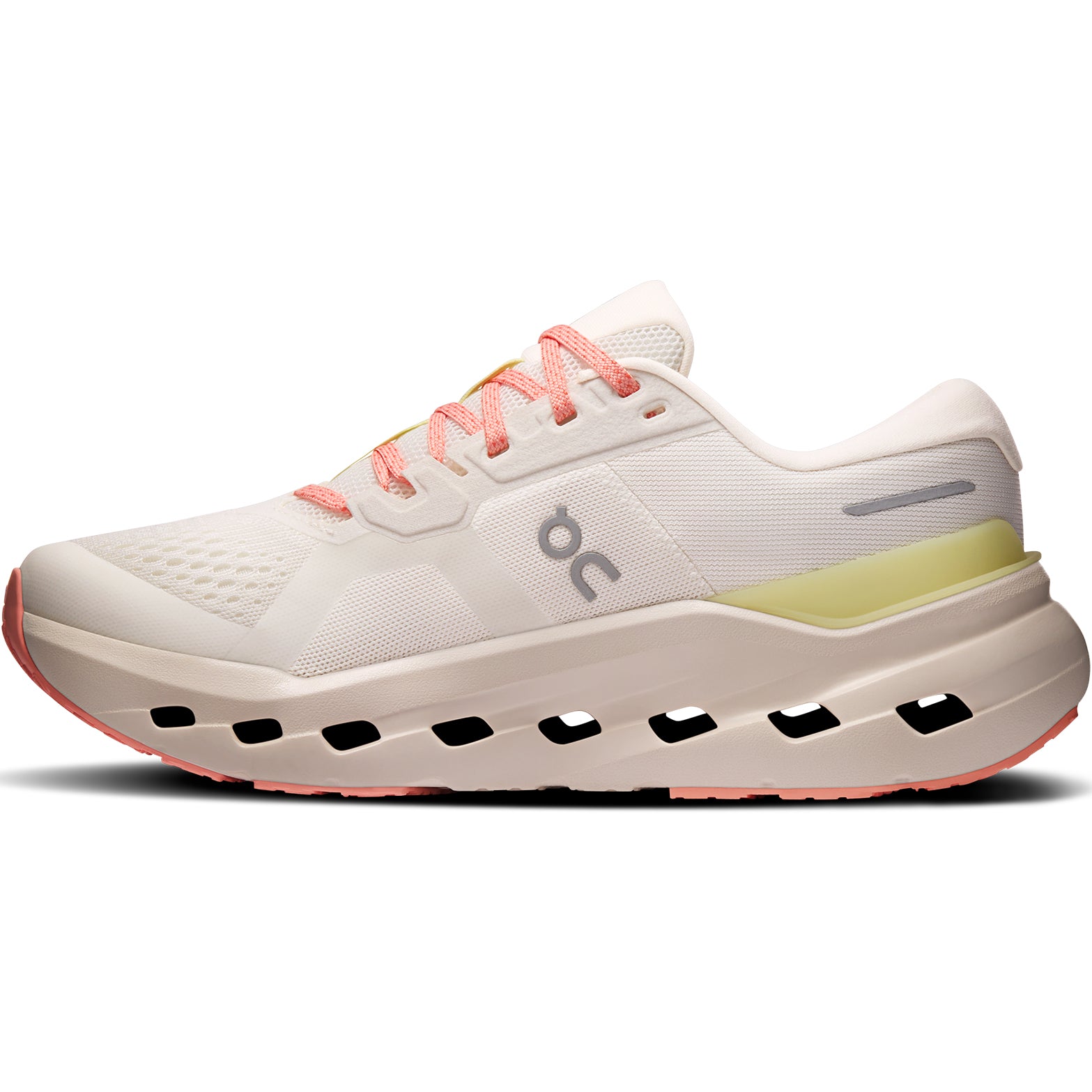 On Cloudrunner 3 women's running shoe in Ivory / Dew — inner view showing ivory engineered mesh upper, dew midsole detailing, enhanced medial support and CloudTec® Helion™ foam midsole construction