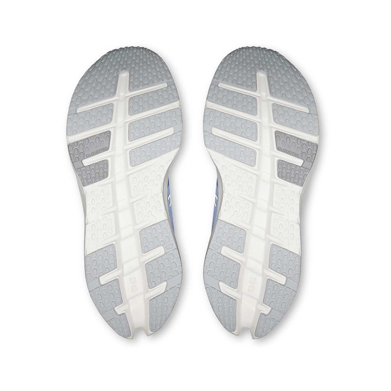 Women's On Cloudrunner 3 Running Shoes Myrtle Platinum sole view displaying durable rubber outsole with wide base and mild forefoot rocker for stable balanced traction on pavements and park paths