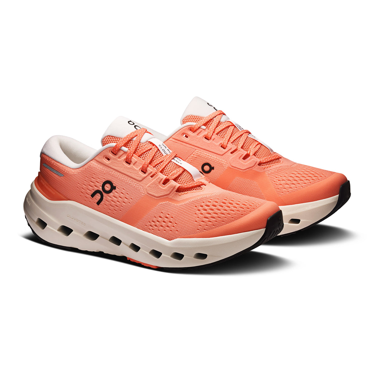On Cloudrunner 3 women's running shoe in Sunstone / Ivory — angled side view showing sunstone engineered mesh upper, asymmetrical heel clip profile and ivory CloudTec® Helion™ foam midsole stack with mild forefoot rocker