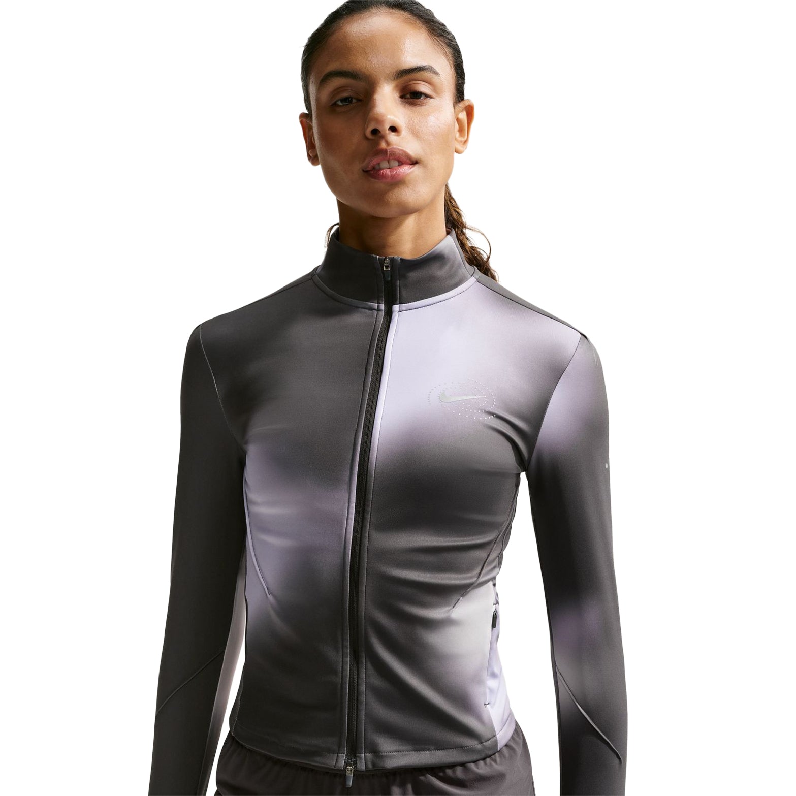 Women's Dri-FIT Swift Full-Zip Mid-Layer Running Top Dark Smoke Grey / Light Smoke Grey