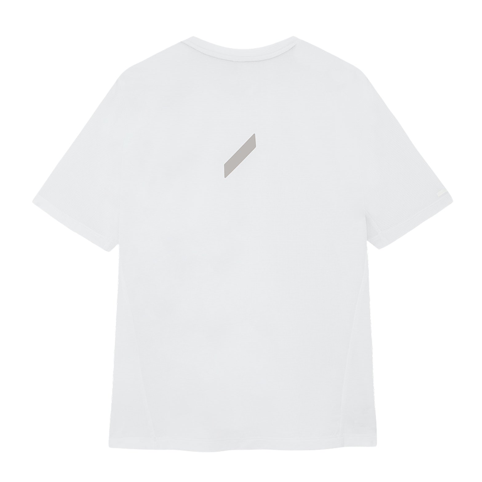 Women's Soar Eco Tech Tee White back view showing bonded seam construction and reflective Soar logo