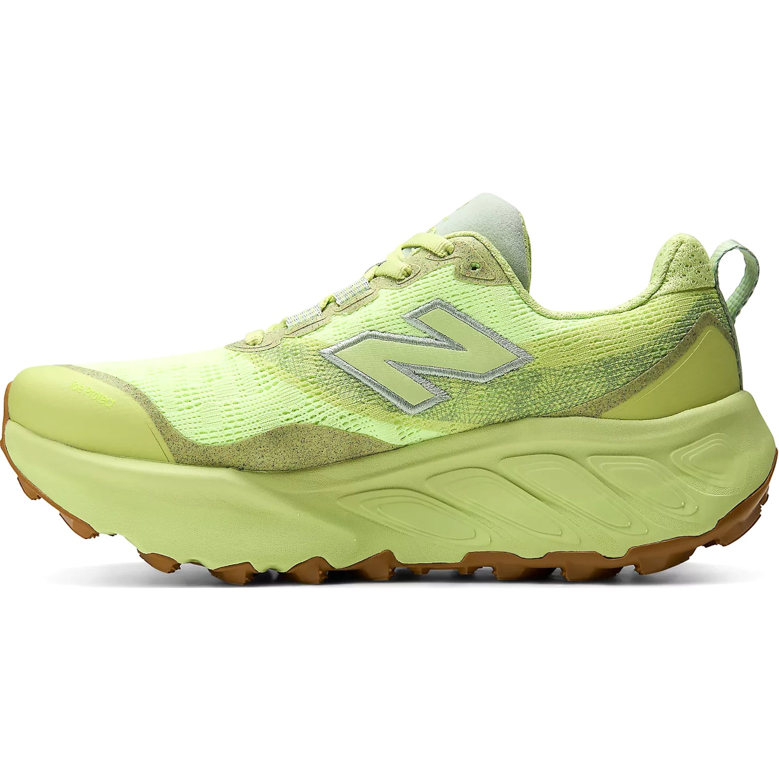 Women's New Balance Fresh Foam X Hierro v9 Trail Running Shoes lime green inner side view showing Fresh Foam X cushioning and Toe Protect technology