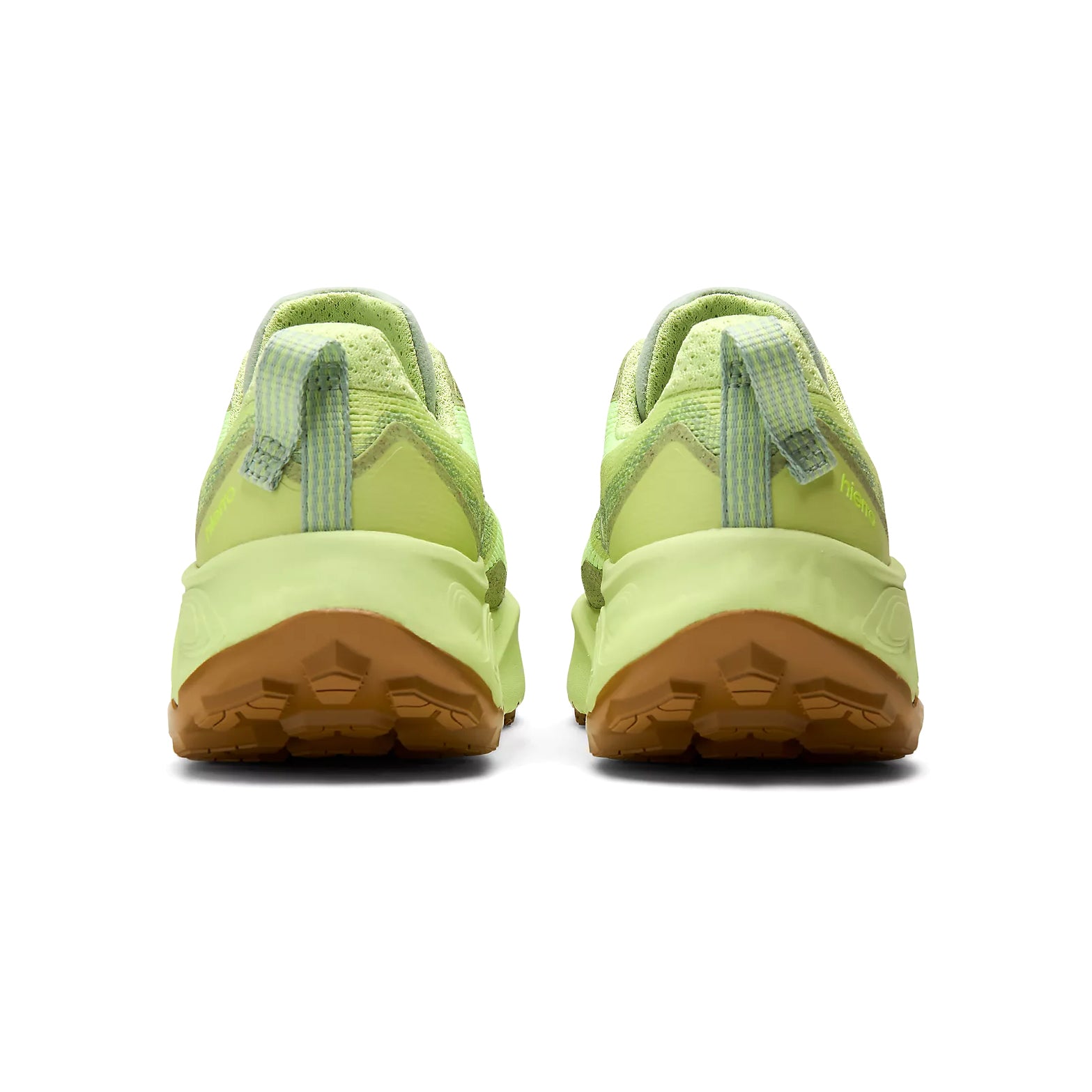 Women's New Balance Fresh Foam X Hierro v9 Trail Running Shoes lime green heel view showing dual-density Fresh Foam X cushioning stack and stable construction