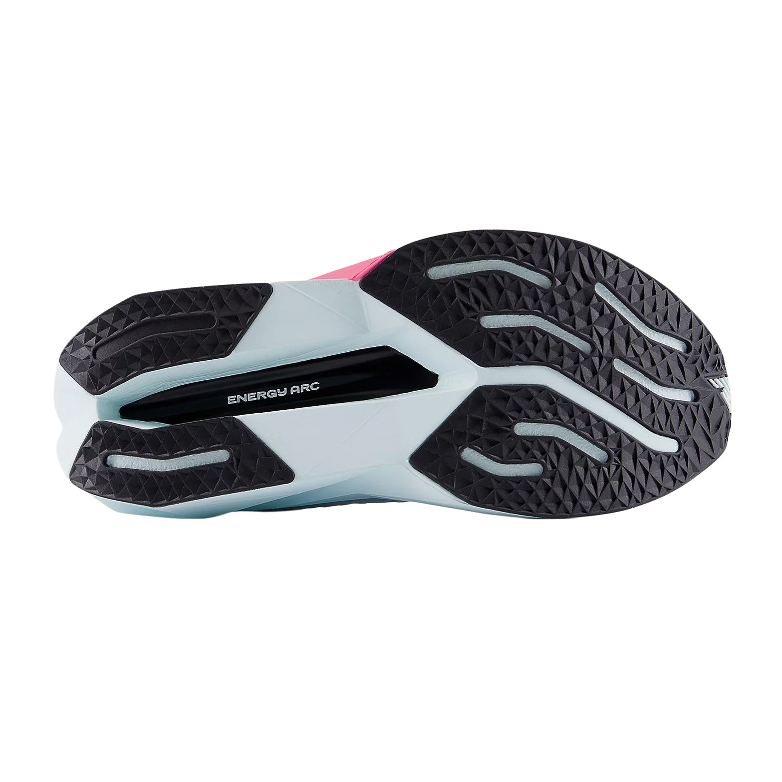 New Balance FuelCell SuperComp Trainer v3 women's running shoe in Glint Blue / Daybreak — outsole view showing superior traction rubber