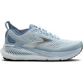 Brooks Glycerin GTS 23 women's running shoe in Nantucket Breeze / Rain / Clear — outer view showing nantucket breeze triple jacquard warp knit upper with rain and clear accent detailing and DNA TUNED foam midsole profile