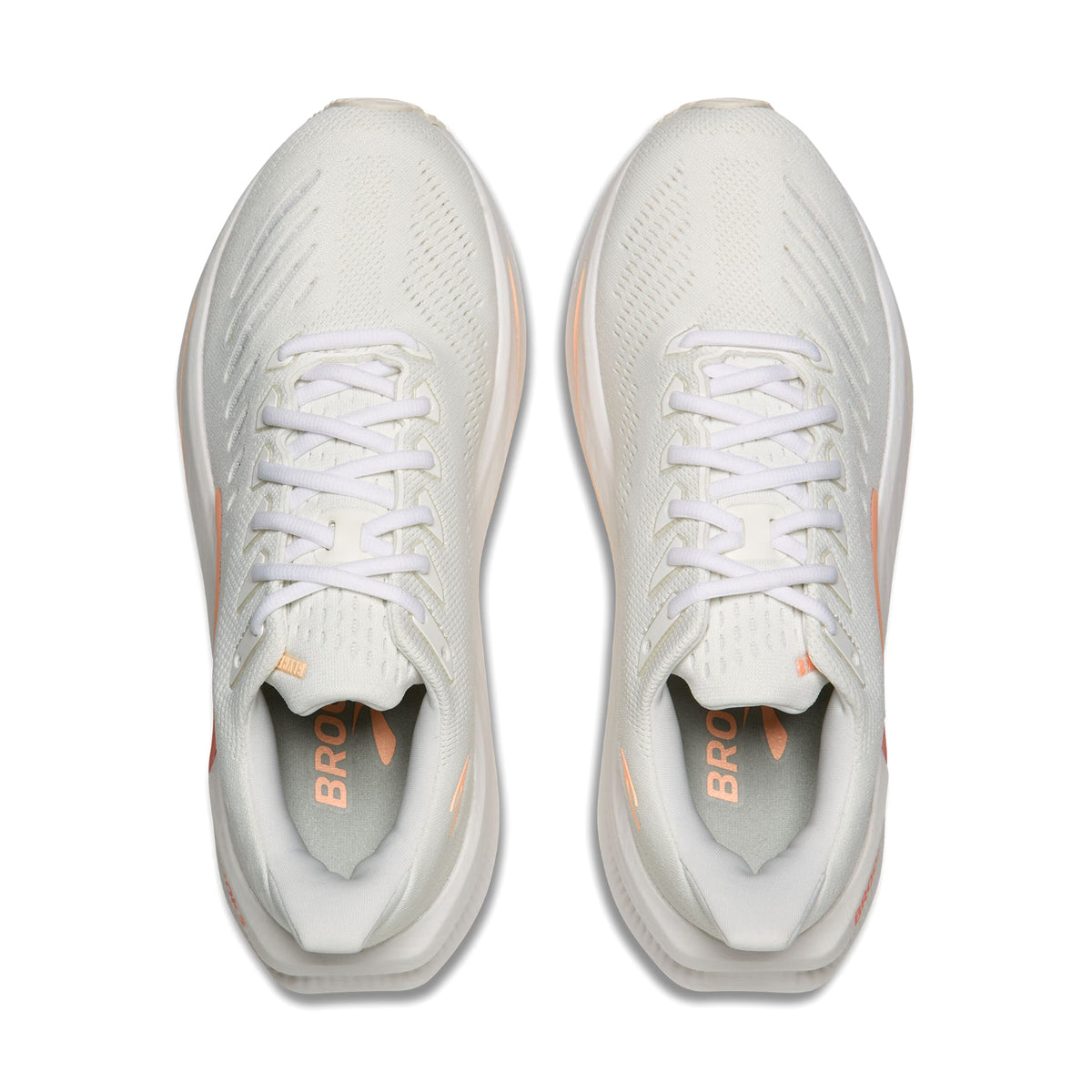 Women's Brooks Glycerin Max 2 Running Shoes White Orange top view showing upper construction with maximum cushioning platform