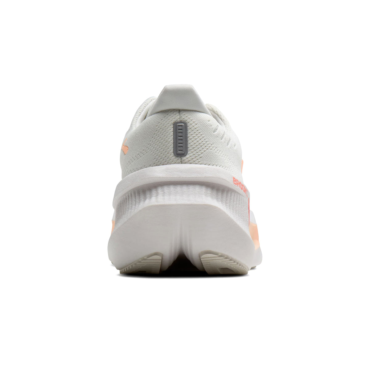 Women's Brooks Glycerin Max 2 Running Shoes White Orange heel view showing boundary-pushing maximum stack height with DNA TUNED foam