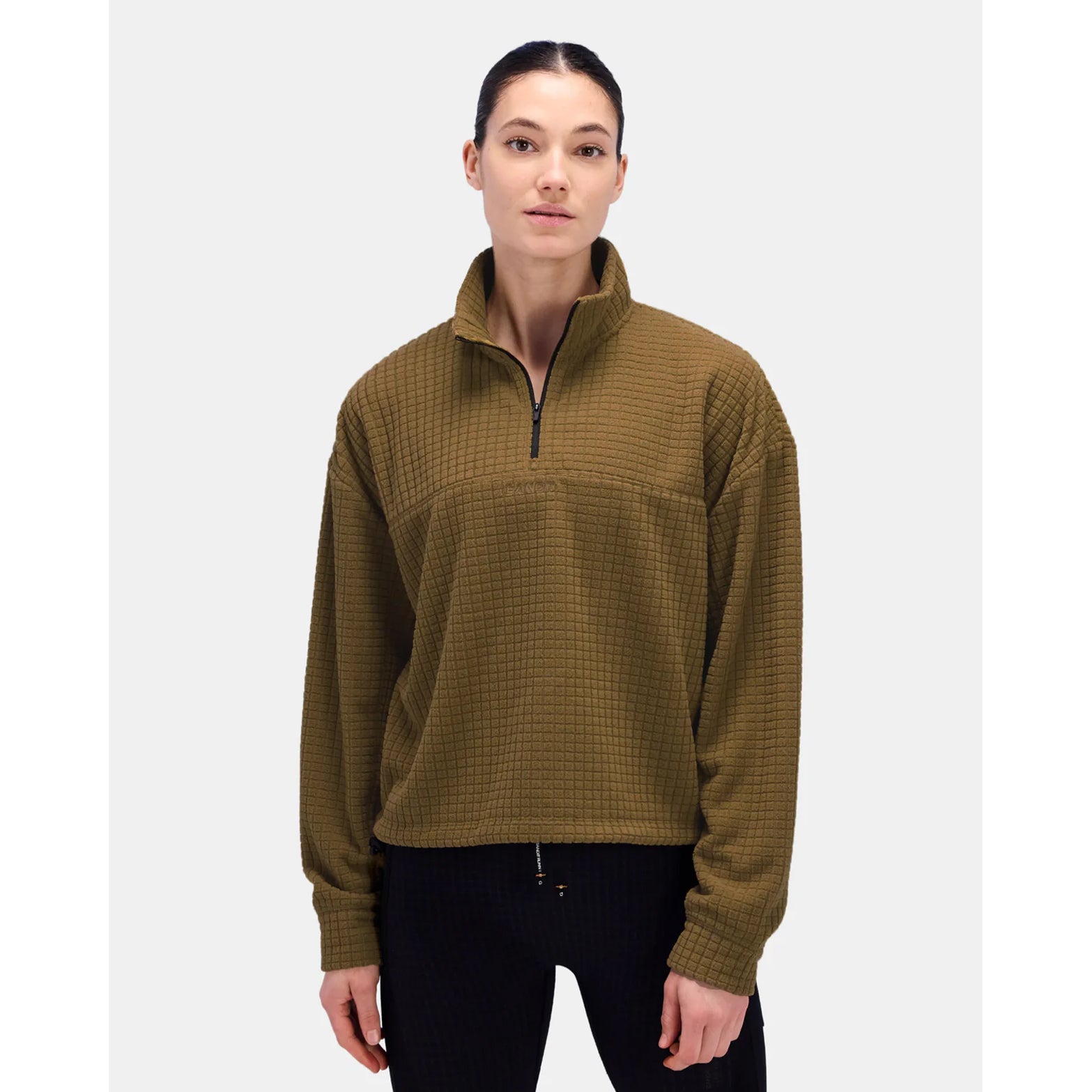 Women's MacroSoft Grid Quarter Zip Top Antique Brass - Achilles Heel