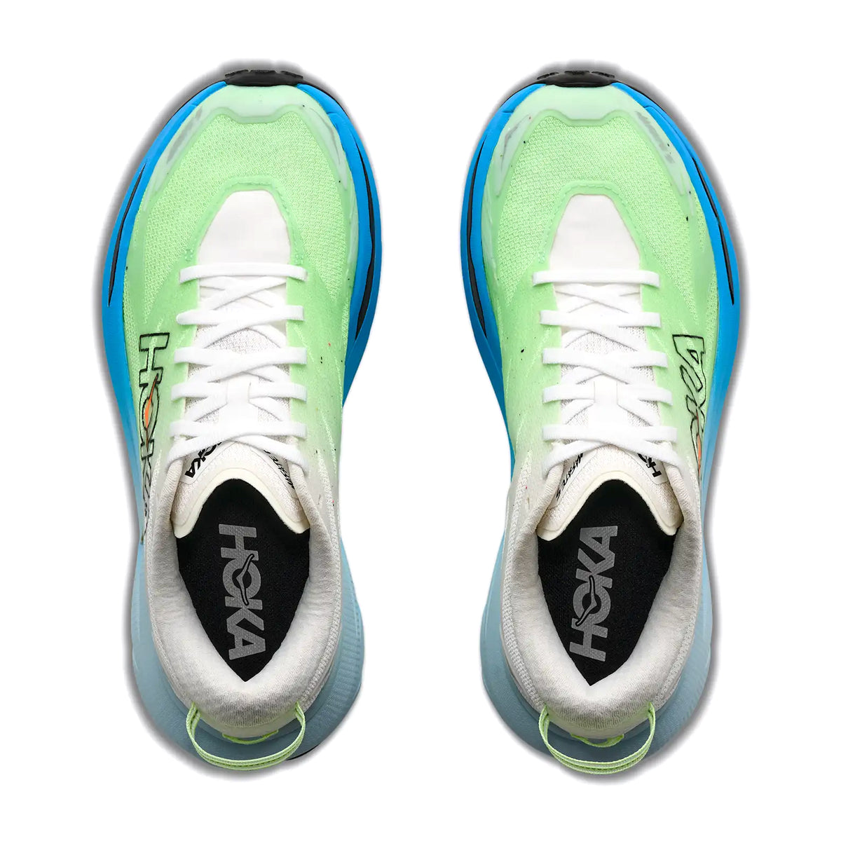 Women's HOKA Mafate 5 Trail Running Shoes Frost Tart Apple top view showing warp knit upper with anti-fray treatment, TPU cage and gaiter attachment points for technical trail debris protection