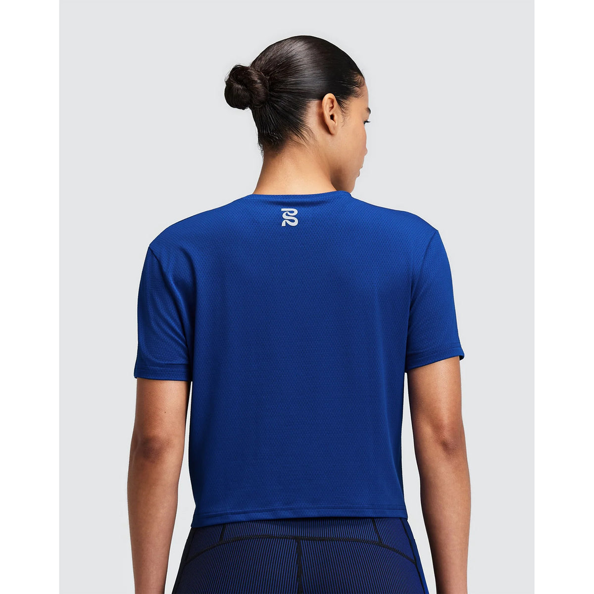 Women's Micromesh Cropped Run Tee Bauhaus Blue