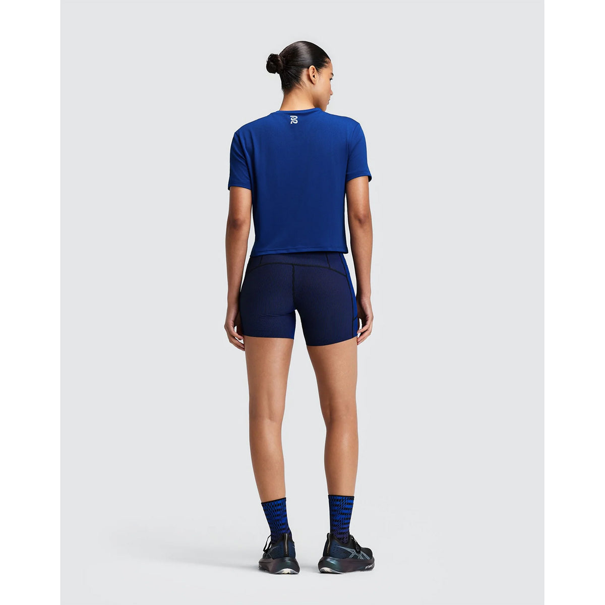 Women's Micromesh Cropped Run Tee Bauhaus Blue