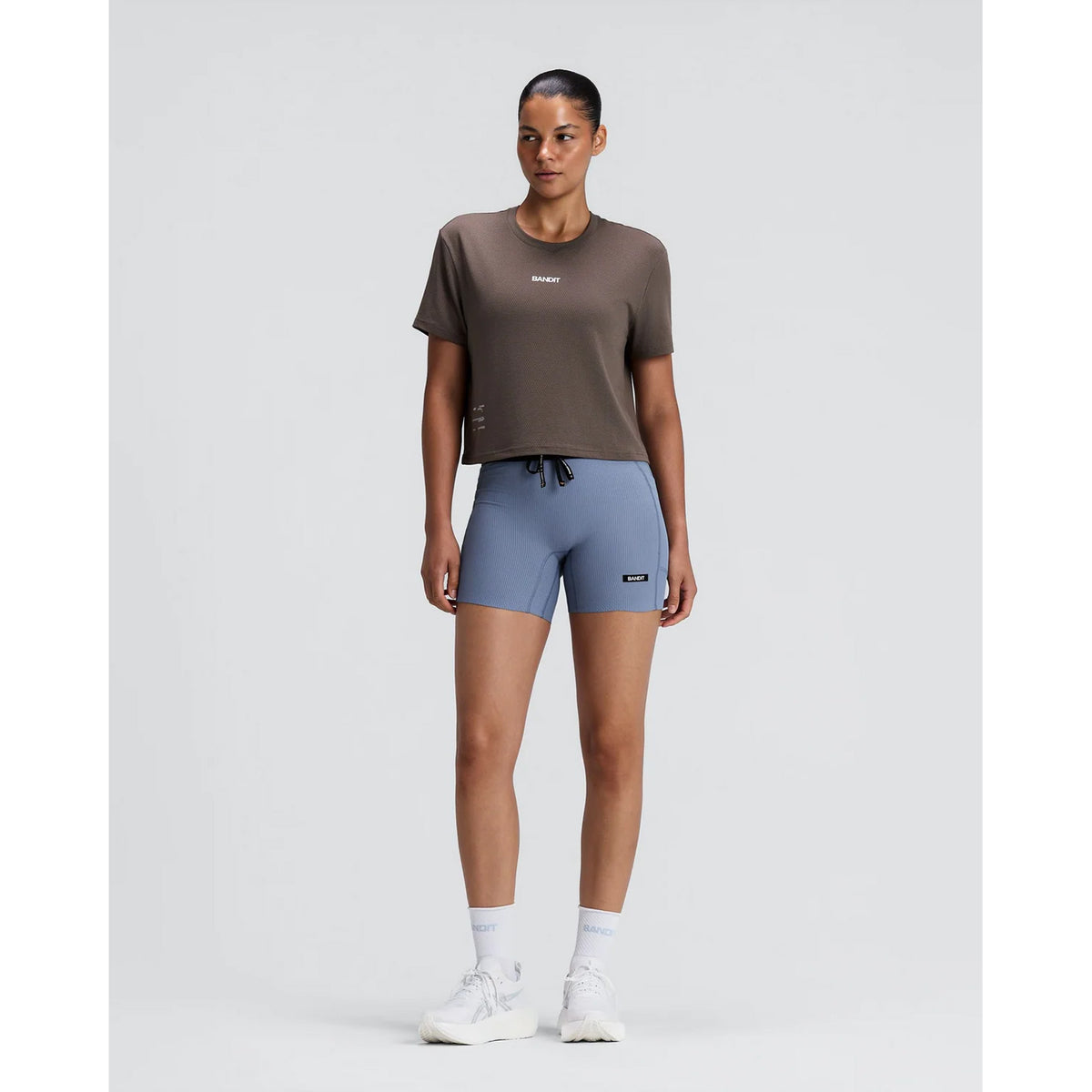 Women's Micromesh Cropped Run Tee Cocoa