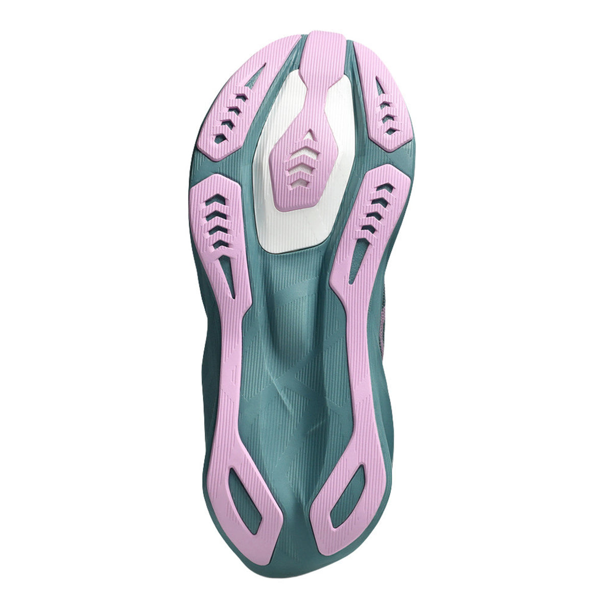 Inspired by the Women’s Novablast 6 Running Shoes in Foggy Teal / Hazy Lilac, the sneaker’s outsole showcases a teal base accented with wavy pink rubber tread along the edges and a white detail at the center. The angular tread pattern delivers both modern style and enhanced traction, complemented by innovative FF BLAST MAX cushioning for outstanding comfort.