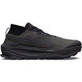 Women's Altra Olympus 275 HiLo Trail Running Shoes Black Black Black outer side view showing updated Altra EGO MAX midsole foam with Vibram Megagrip TractionLug outsole for confident technical trail running