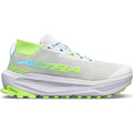 Women's Altra Olympus 275 HiLo Trail Running Shoes Vaporous Grey Blue Fish outer side view showing MATRYX Kevlar woven upper with built-in scree sleeve and Vibram Megagrip outsole for technical trail running