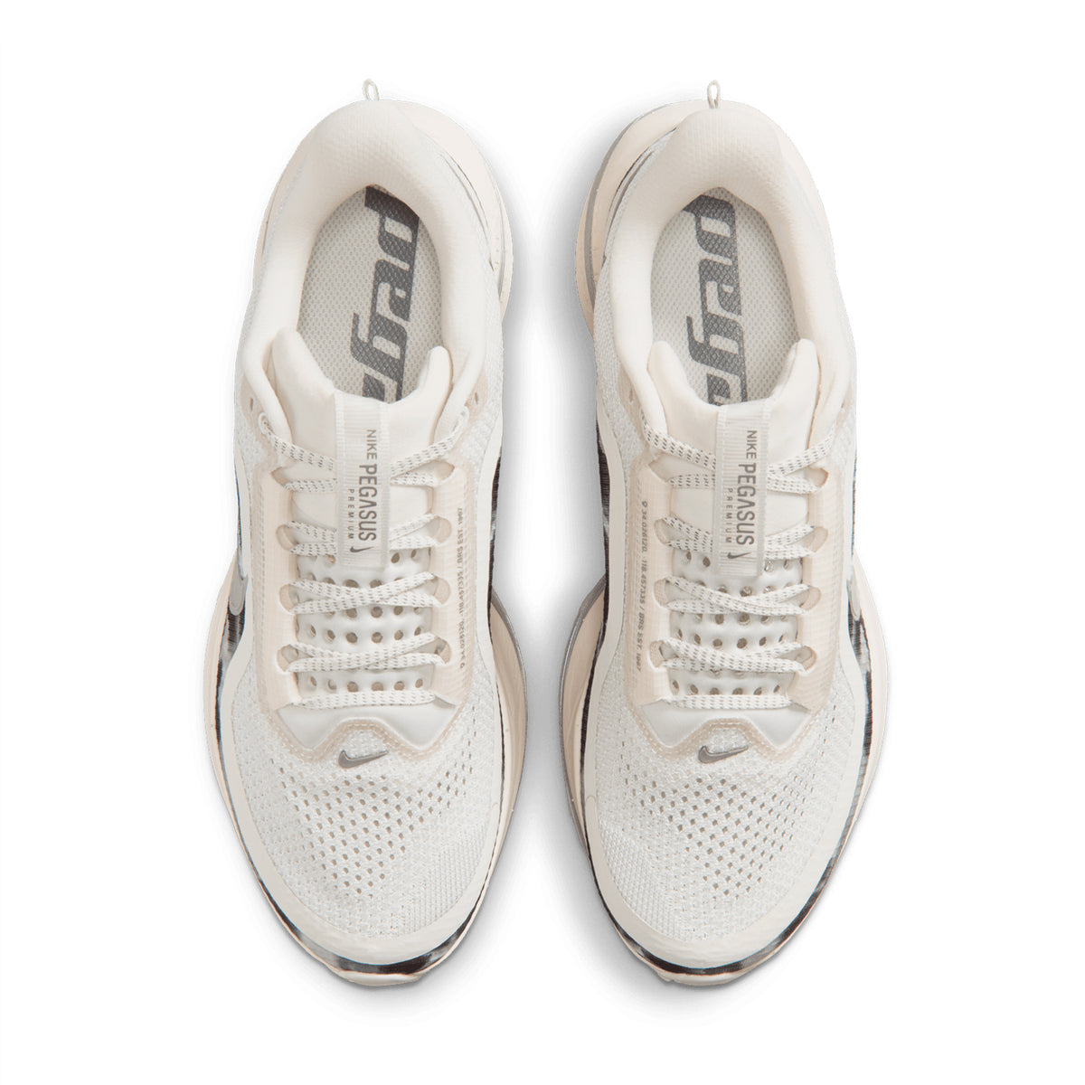 Nike Pegasus Premium SE women's running shoe in Phantom / Anthracite / Pencil Point — top-down view showing phantom circular knit upper construction, lace closure and reflective details