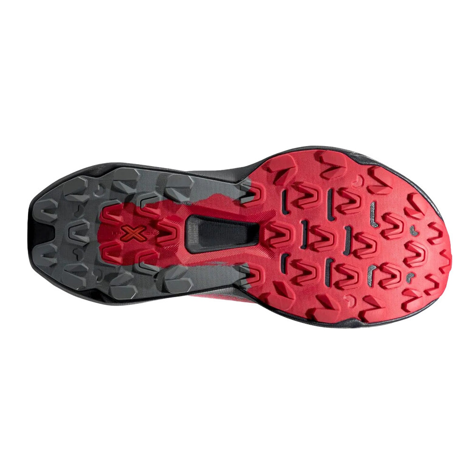 La Sportiva Prodigio 2 women's trail running shoe in Limestone / Azalea — outsole view showing dual-compound FriXion® Red grip pattern with 4mm lugs and azalea nitrogen-injected XFlow™ foam midsole stack profile