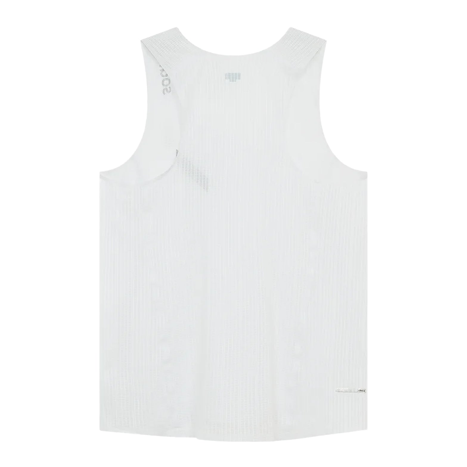 Women's Soar Race Vest White back view showing cutaway shoulder and back design and bonded seam construction