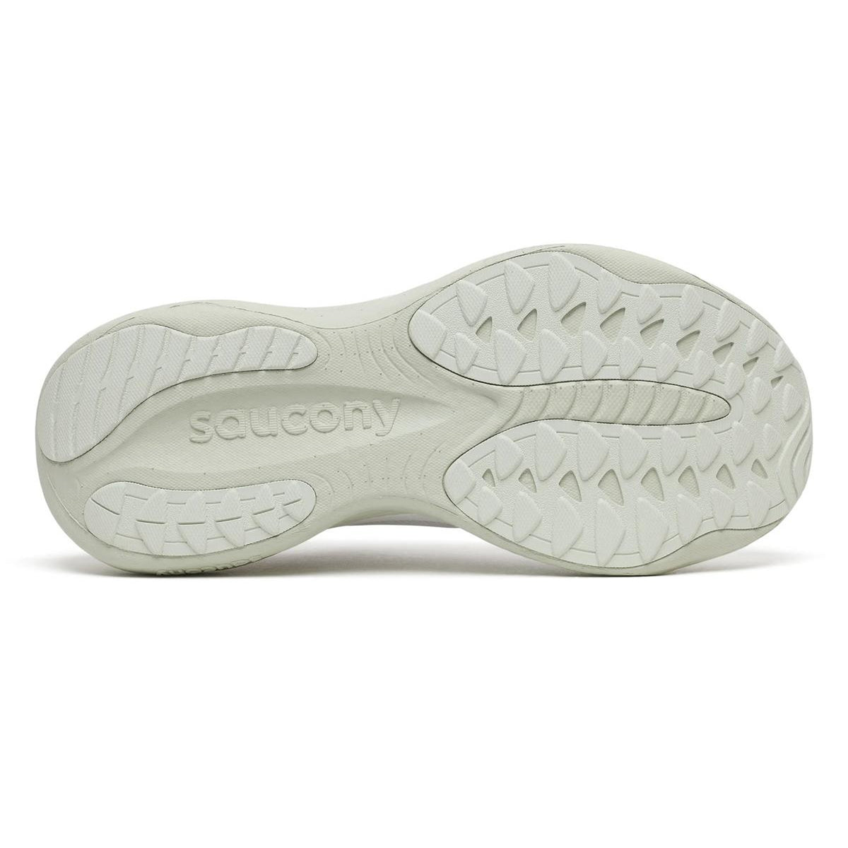Women's Saucony Ride 19 Running Shoes Fog Cast sole view displaying added flex grooves with enhanced forefoot durability for seamless stride transitions during daily training