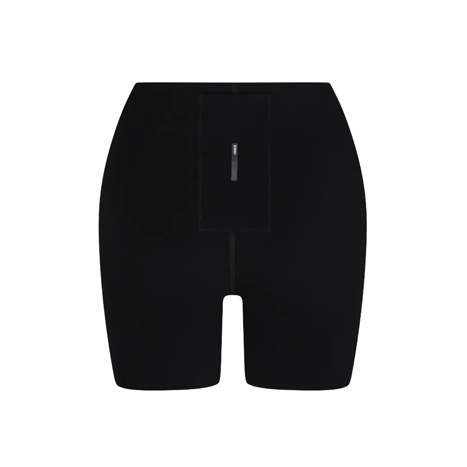 Soar Speed Shorts women's in Black — back product shot showing laser-cut bonded construction, three-panel silhouette and French-woven stretch fabric detail