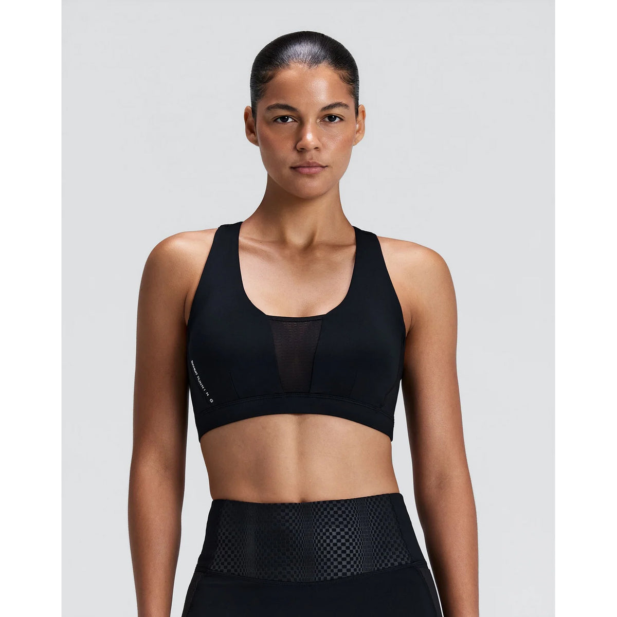 Women's Stamina-V GeoMesh V-Neck Run Bra - Black
