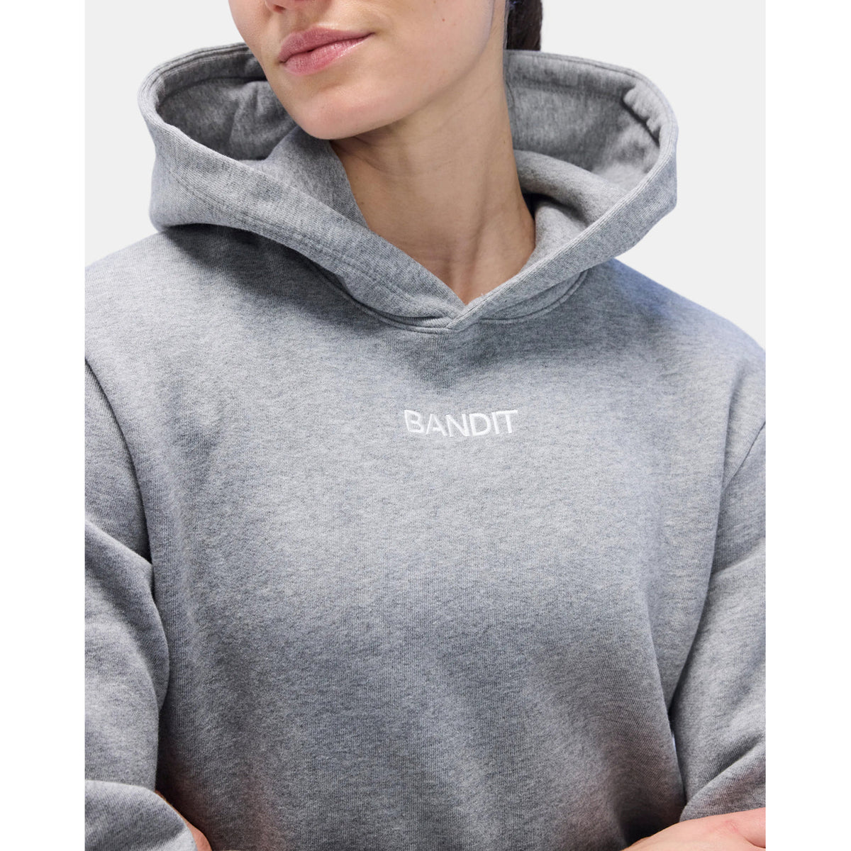 Women's Stitched Logo Cropped Hoodie Heather Grey - Achilles Heel