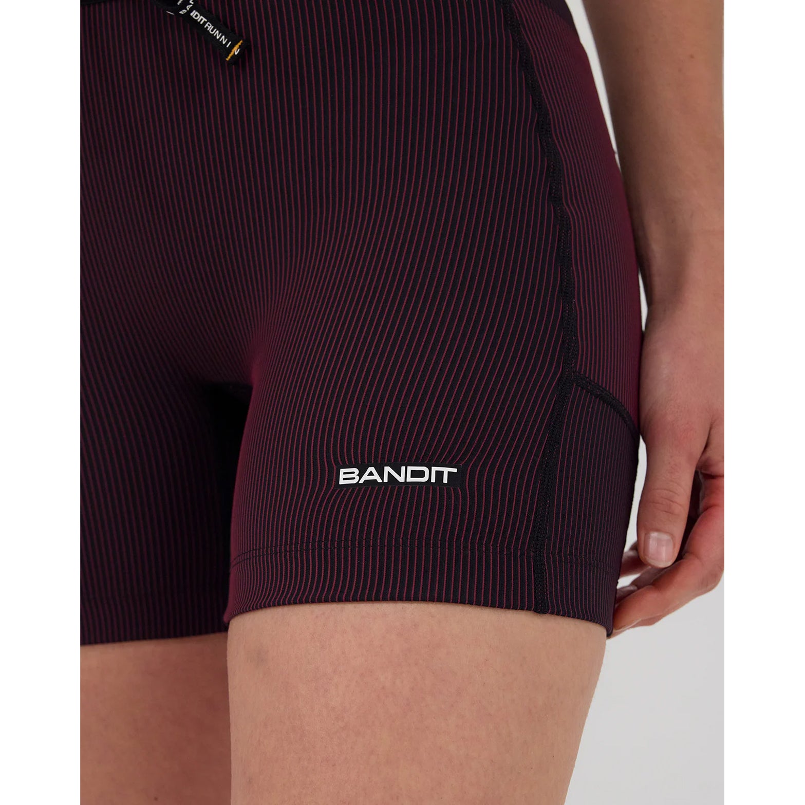 Women's Striped Cadence 5 Inch Compression Shorts Black / Fig - Achilles Heel