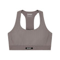 Women's Striped Cadence Scoop Neck T-Back Run Bra - Concrete Taupe / Cocoa