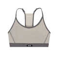 Women's Bandit Striped Cadence Strappy Bra Plaster Slate front product view showing Striped Cadence ribbed compression with adjustable straps and Bandit branding at centre chest