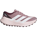 Women's adidas Terrex Agravic SL Trail Running Shoes Magic Mauve Cloud White Maroon outer side view showing LIGHTSTRIKE PRO midsole with dynamic rocker design and Continental rubber outsole for responsive trail running