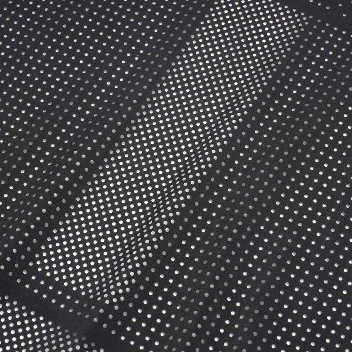Women's Raide Thermal Dispersion Tee Black close-up of body-mapped laser-cut perforations showing concentrated centre back ventilation zones with 115gsm Italian-knit microfibre for maximum evaporative cooling
