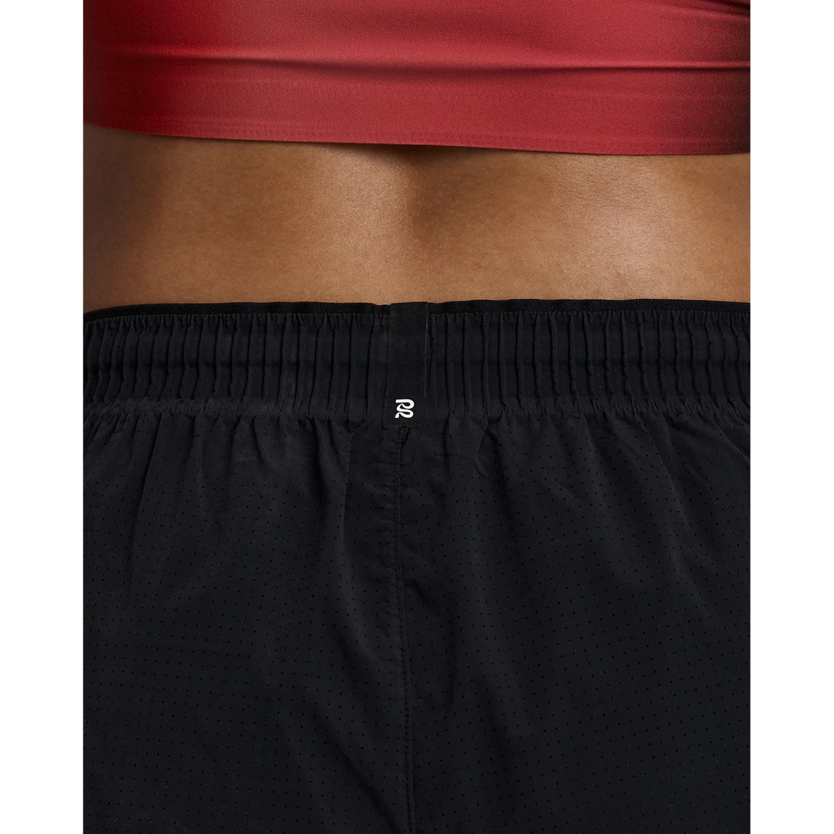 Bandit Vento™ Next Gen 3 Inch Split Shorts women's in Black — closeup showing reflective logo