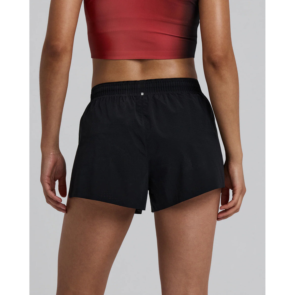 Bandit Vento™ Next Gen 3 Inch Split Shorts women's in Black — back view worn on model showing bonded cutaway split, gel pocket placement and Coolcore™ brief construction