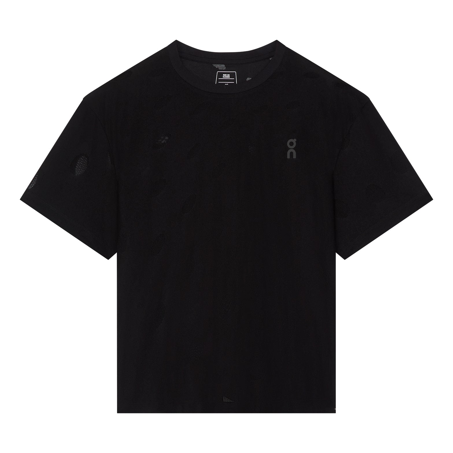 Women's On Zero-T Breathe Black front product view showing ultralight functional jacquard construction with On DryTec moisture-wicking fabric and minimalist design
