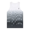 Women's On Zero Singlet White Black Grey product view showing ultra-lightweight construction with On DryTec moisture-wicking fabric and athletic racer-back styling
