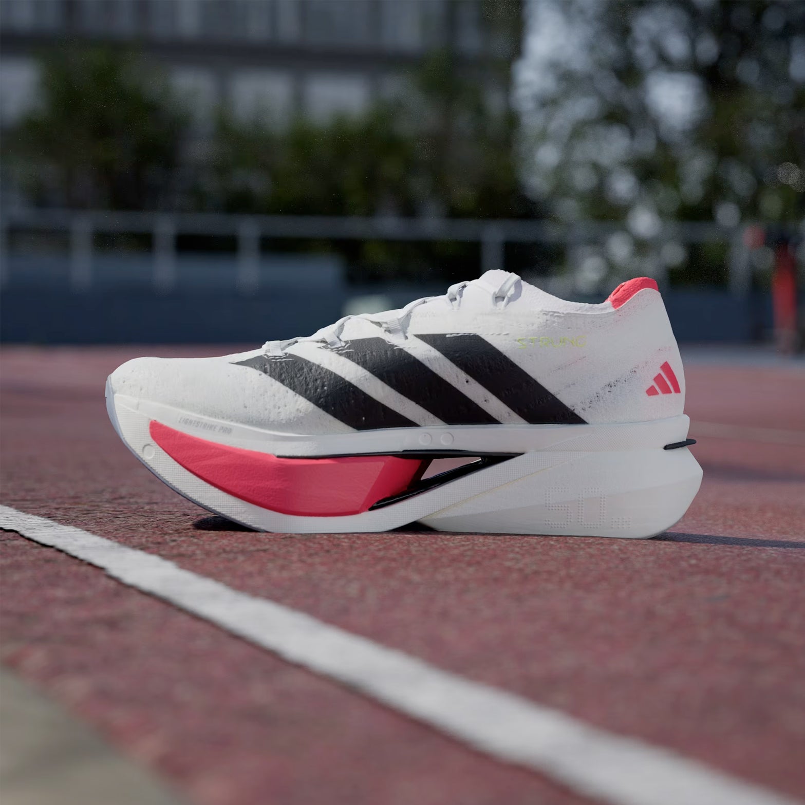 Adizero Prime X 3 Strung Running Shoes Cloud White / Core Black / Lucid Red - Achilles Heel