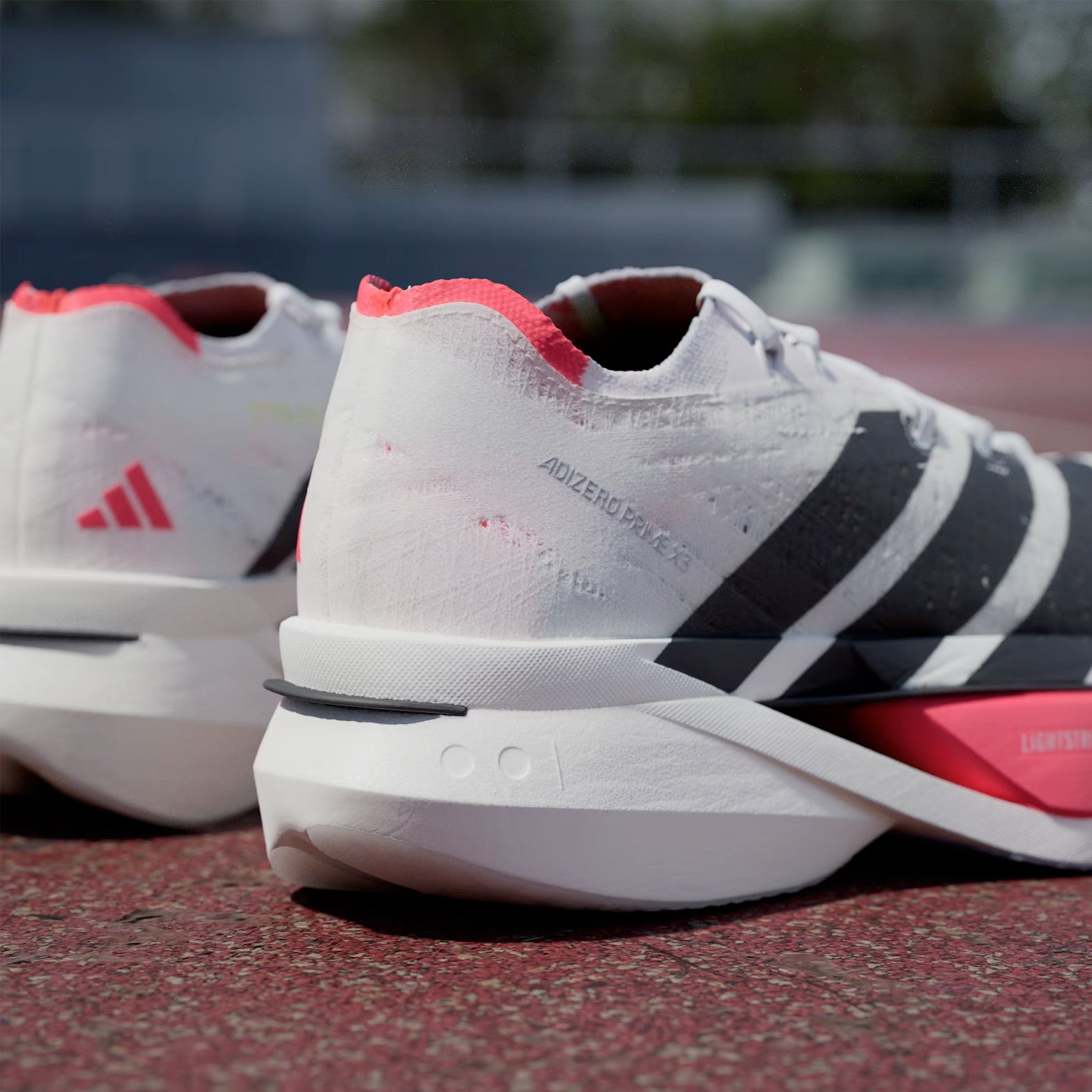 Adizero Prime X 3 Strung Running Shoes Cloud White / Core Black / Lucid Red - Achilles Heel