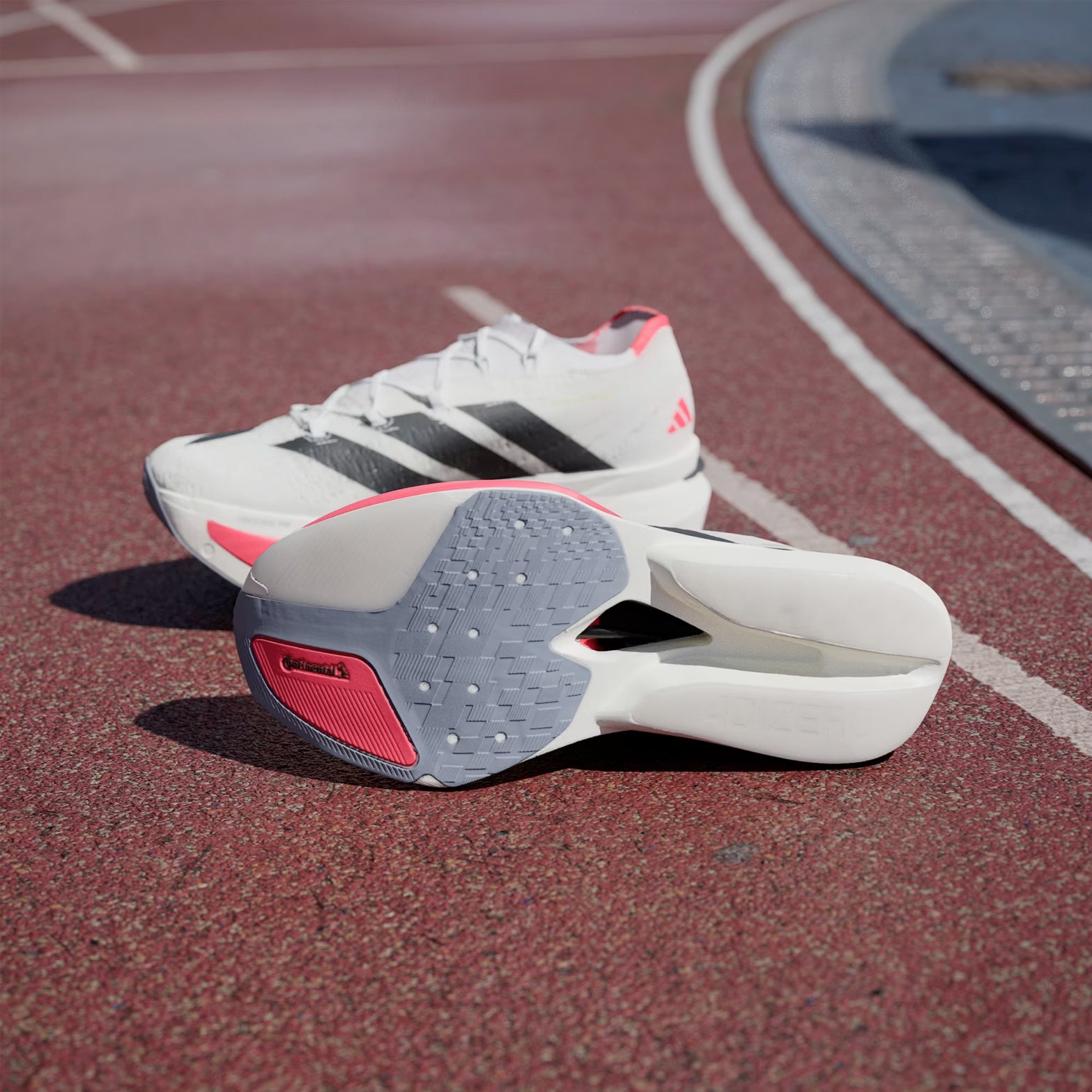 Adizero Prime X 3 Strung Running Shoes Cloud White / Core Black / Lucid Red - Achilles Heel