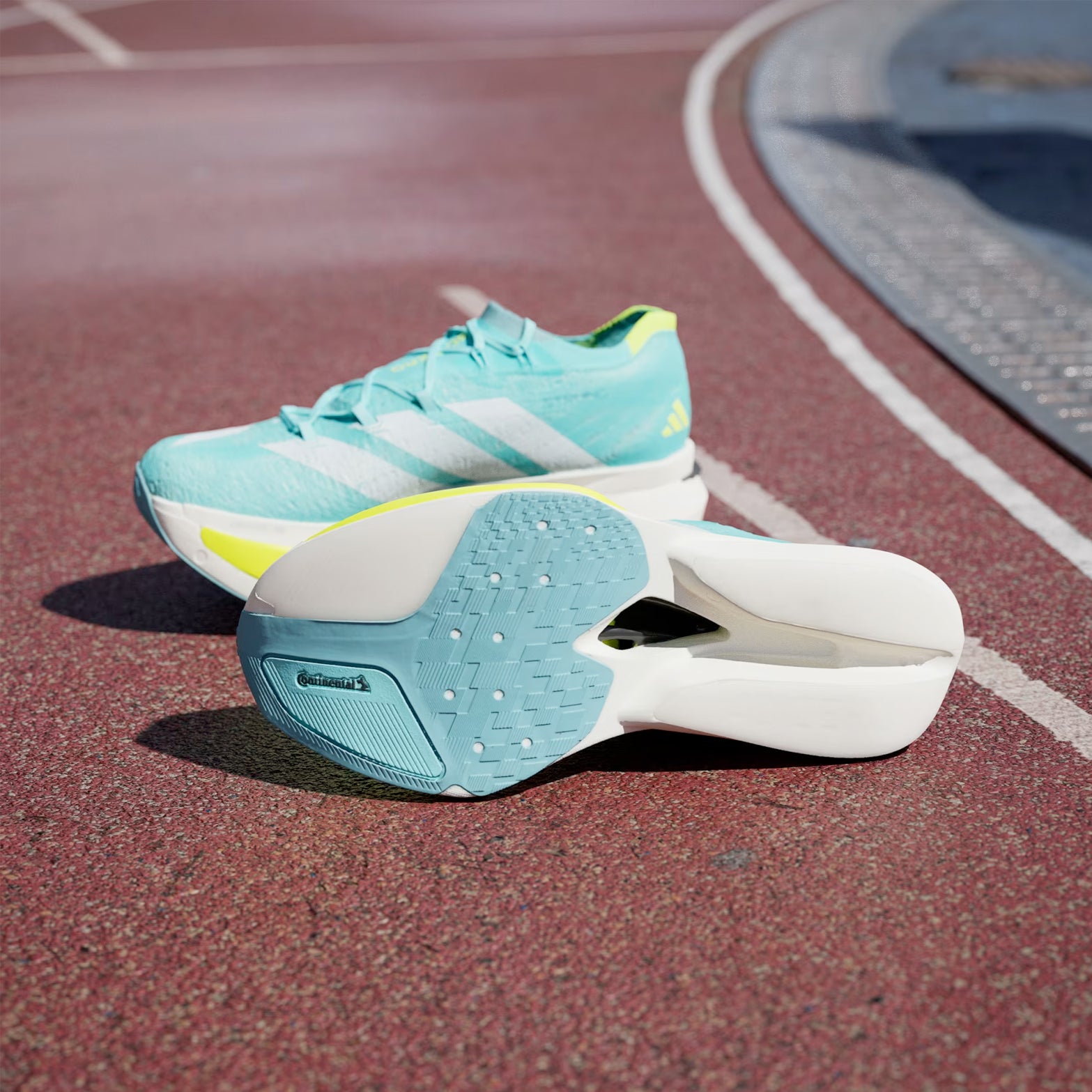 Adizero Prime X 3 Strung Running Shoes Flash Aqua / Zero Metalic / Lucid Lemon - Achilles Heel