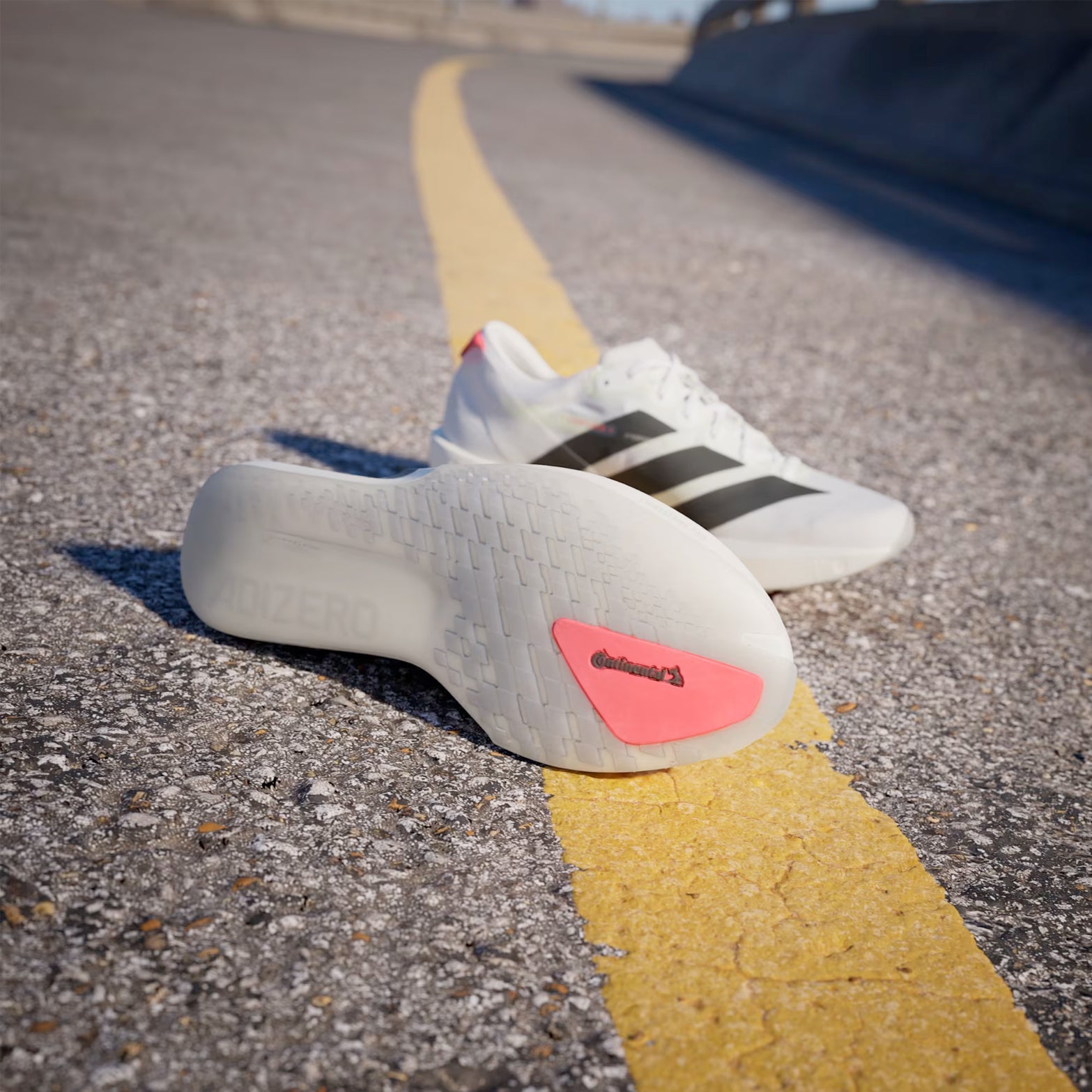 Women's Adizero Adios 9 Running Shoes Cloud White / Core Black / Lucid Red - Achilles Heel