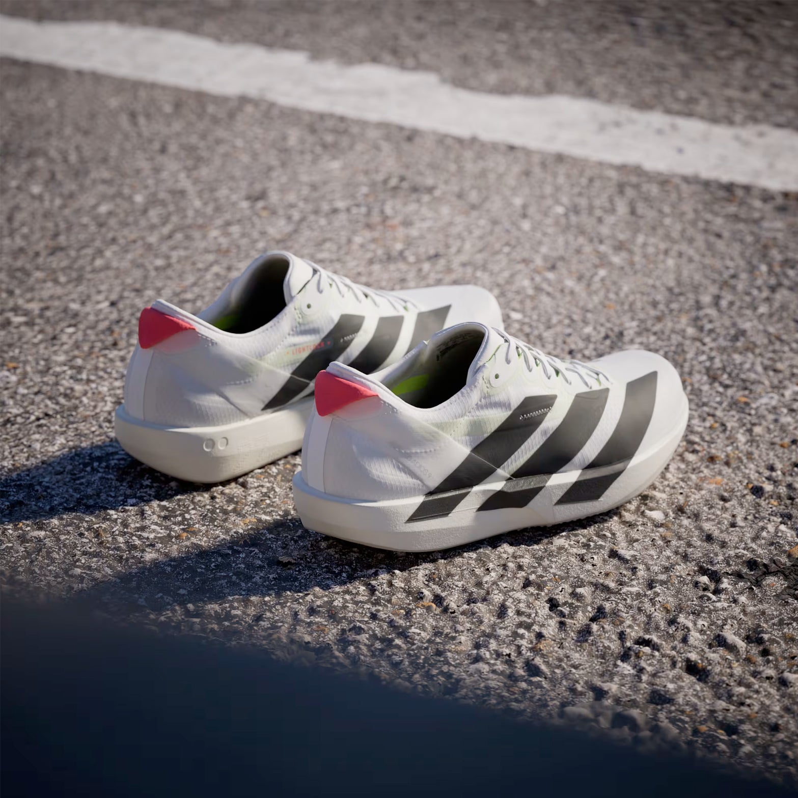 Women's Adizero Adios 9 Running Shoes Cloud White / Core Black / Lucid Red - Achilles Heel